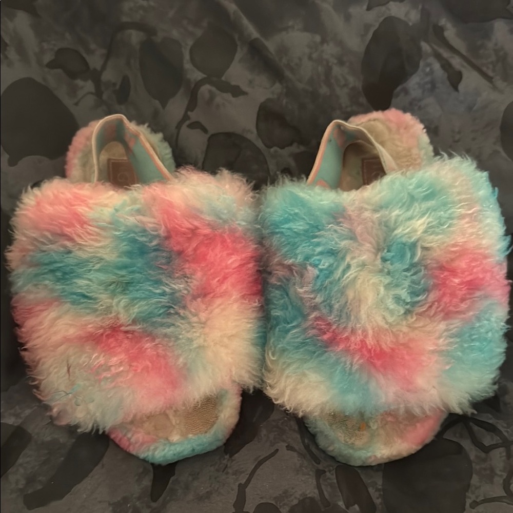 UGG Women Fluffy Slippers in Pink, Blue, and White